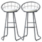 Contemporary Low Back Bar Stools Metal Barstool with Cushion for Bar Black 2 Piece Set Clearhalo 'Bar Furniture' 'Bar Stools' 'bar_stools' 'furn' 'furn_bar_stools' 'Furniture' 'Kitchen & Dining Furniture' 6402482