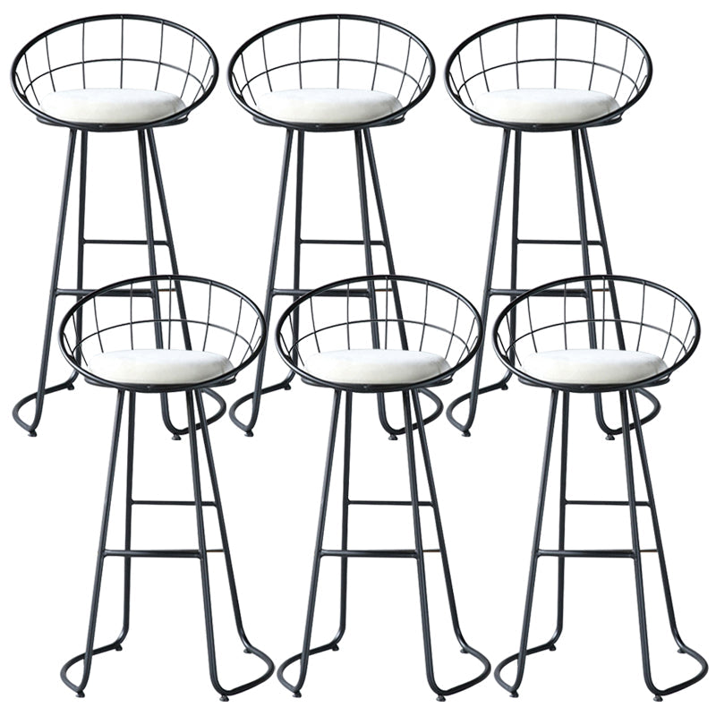 Contemporary Low Back Bar Stools Metal Barstool with Cushion for Bar Black 6 Piece Set Clearhalo 'Bar Furniture' 'Bar Stools' 'bar_stools' 'furn' 'furn_bar_stools' 'Furniture' 'Kitchen & Dining Furniture' 6402485