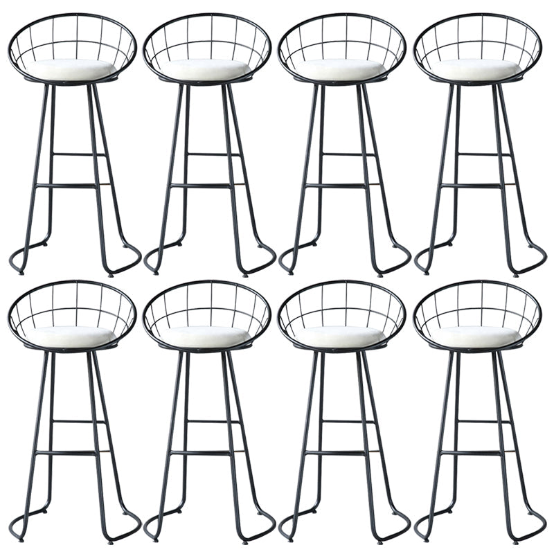 Contemporary Low Back Bar Stools Metal Barstool with Cushion for Bar Black 8 Piece Set Clearhalo 'Bar Furniture' 'Bar Stools' 'bar_stools' 'furn' 'furn_bar_stools' 'Furniture' 'Kitchen & Dining Furniture' 6402488