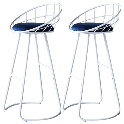 Contemporary Low Back Bar Stools Metal Barstool with Cushion for Bar White 2 Piece Set Clearhalo 'Bar Furniture' 'Bar Stools' 'bar_stools' 'furn' 'furn_bar_stools' 'Furniture' 'Kitchen & Dining Furniture' 6402489