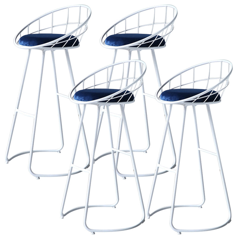 Contemporary Low Back Bar Stools Metal Barstool with Cushion for Bar White 4 Piece Set Clearhalo 'Bar Furniture' 'Bar Stools' 'bar_stools' 'furn' 'furn_bar_stools' 'Furniture' 'Kitchen & Dining Furniture' 6402491