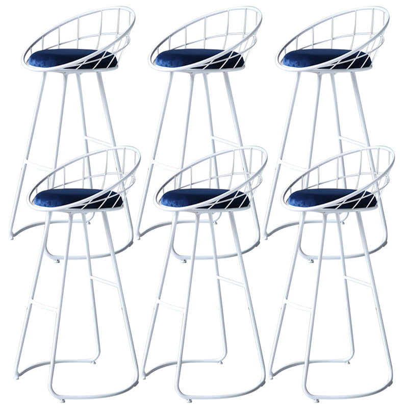 Contemporary Low Back Bar Stools Metal Barstool with Cushion for Bar White 6 Piece Set Clearhalo 'Bar Furniture' 'Bar Stools' 'bar_stools' 'furn' 'furn_bar_stools' 'Furniture' 'Kitchen & Dining Furniture' 6402494