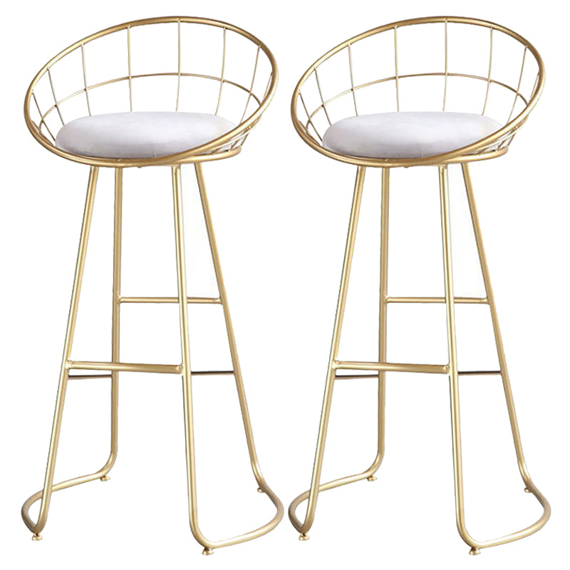 Contemporary Low Back Bar Stools Metal Barstool with Cushion for Bar Gold 2 Piece Set Clearhalo 'Bar Furniture' 'Bar Stools' 'bar_stools' 'furn' 'furn_bar_stools' 'Furniture' 'Kitchen & Dining Furniture' 6402497