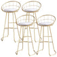 Contemporary Low Back Bar Stools Metal Barstool with Cushion for Bar Gold 4 Piece Set Clearhalo 'Bar Furniture' 'Bar Stools' 'bar_stools' 'furn' 'furn_bar_stools' 'Furniture' 'Kitchen & Dining Furniture' 6402499