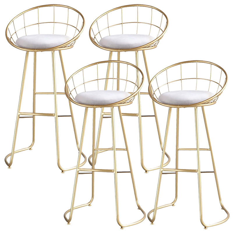 Contemporary Low Back Bar Stools Metal Barstool with Cushion for Bar Gold 4 Piece Set Clearhalo 'Bar Furniture' 'Bar Stools' 'bar_stools' 'furn' 'furn_bar_stools' 'Furniture' 'Kitchen & Dining Furniture' 6402499