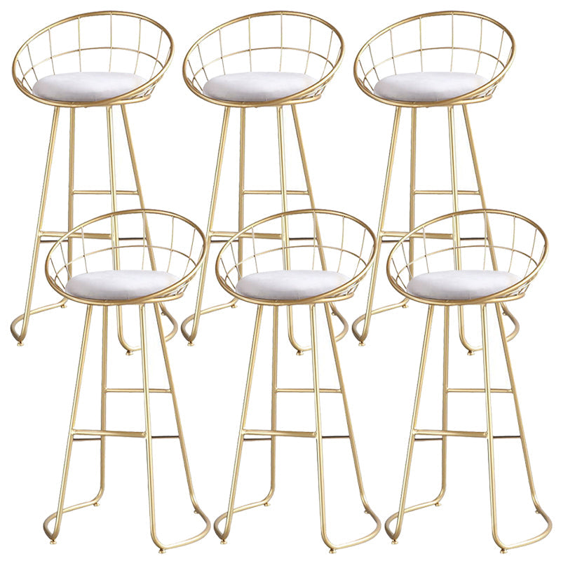Contemporary Low Back Bar Stools Metal Barstool with Cushion for Bar Gold 6 Piece Set Clearhalo 'Bar Furniture' 'Bar Stools' 'bar_stools' 'furn' 'furn_bar_stools' 'Furniture' 'Kitchen & Dining Furniture' 6402502