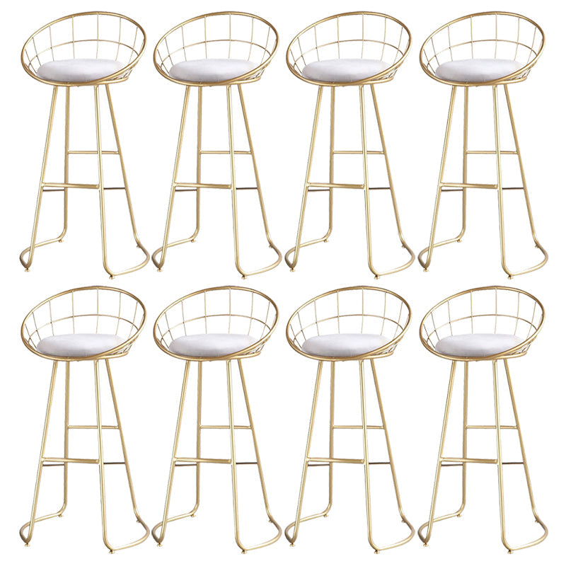 Contemporary Low Back Bar Stools Metal Barstool with Cushion for Bar Gold 8 Piece Set Clearhalo 'Bar Furniture' 'Bar Stools' 'bar_stools' 'furn' 'furn_bar_stools' 'Furniture' 'Kitchen & Dining Furniture' 6402503