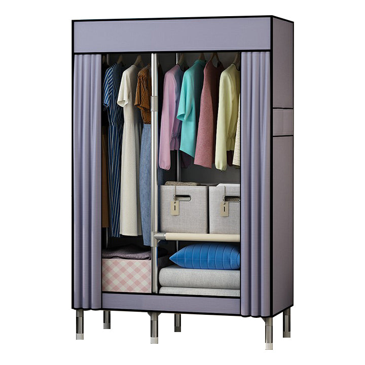 Contemporary Wardrobe Closet with Legs Metal Wardrobe Cabinet 43"L x 18"W x 67"H Purple Clearhalo 'Armoires & Wardrobes' 'armoires_wardrobes' 'Bedroom Furniture' 'furn' 'furn_armoires_wardrobes' 'Furniture' 6402624