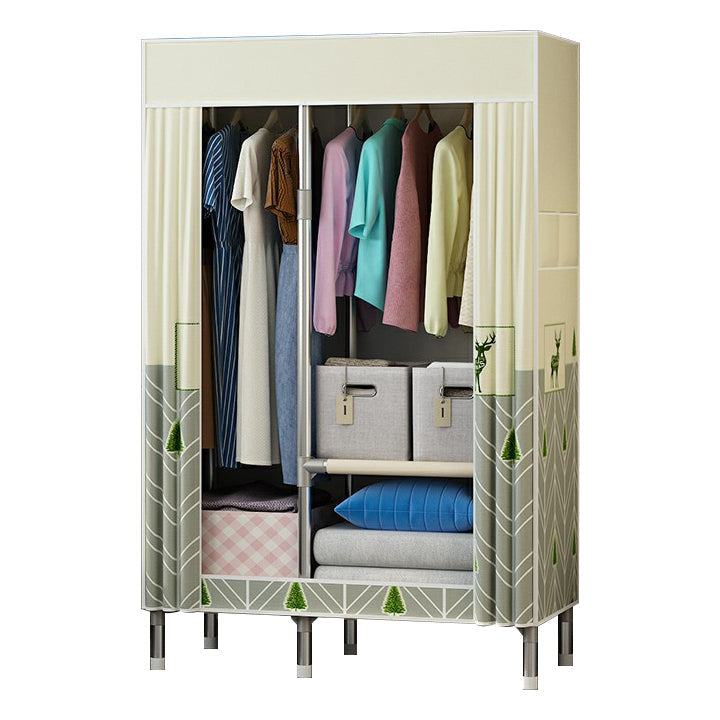 Contemporary Wardrobe Closet with Legs Metal Wardrobe Cabinet 43"L x 18"W x 67"H Yellow-Green Clearhalo 'Armoires & Wardrobes' 'armoires_wardrobes' 'Bedroom Furniture' 'furn' 'furn_armoires_wardrobes' 'Furniture' 6402626