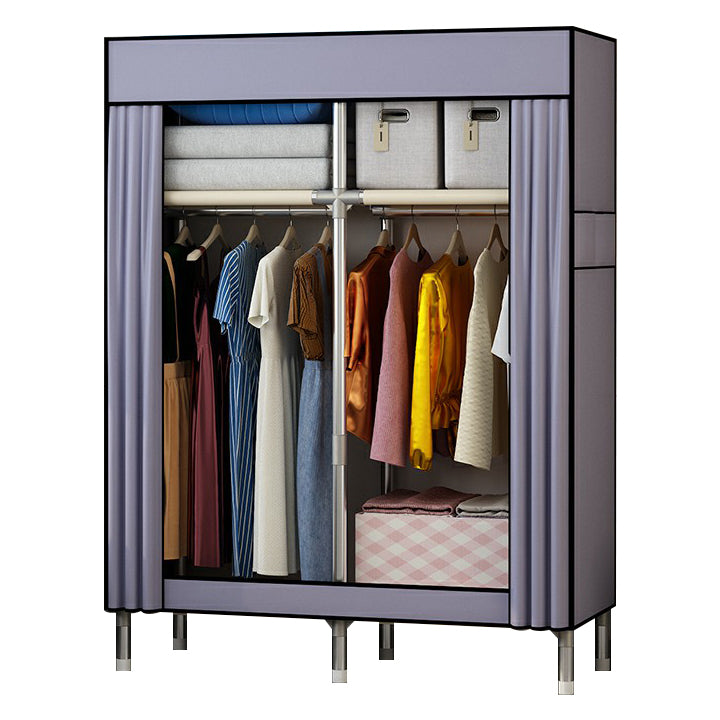 Contemporary Wardrobe Closet with Legs Metal Wardrobe Cabinet 51"L x 18"W x 67"H Purple Clearhalo 'Armoires & Wardrobes' 'armoires_wardrobes' 'Bedroom Furniture' 'furn' 'furn_armoires_wardrobes' 'Furniture' 6402629