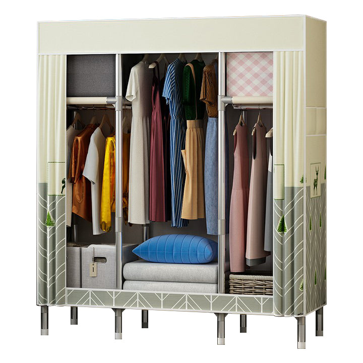 Contemporary Wardrobe Closet with Legs Metal Wardrobe Cabinet 59"L x 18"W x 67"H Yellow-Green Clearhalo 'Armoires & Wardrobes' 'armoires_wardrobes' 'Bedroom Furniture' 'furn' 'furn_armoires_wardrobes' 'Furniture' 6402635
