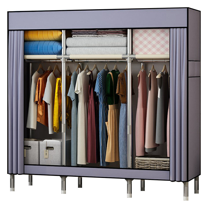 Contemporary Wardrobe Closet with Legs Metal Wardrobe Cabinet 70.9"L x 17.7"W x 66.9"H Purple Clearhalo 'Armoires & Wardrobes' 'armoires_wardrobes' 'Bedroom Furniture' 'furn' 'furn_armoires_wardrobes' 'Furniture' 6402639
