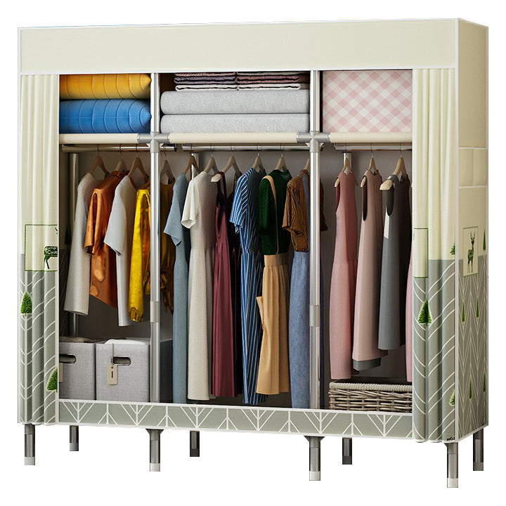 Contemporary Wardrobe Closet with Legs Metal Wardrobe Cabinet 70.9"L x 17.7"W x 66.9"H Yellow-Green Clearhalo 'Armoires & Wardrobes' 'armoires_wardrobes' 'Bedroom Furniture' 'furn' 'furn_armoires_wardrobes' 'Furniture' 6402641