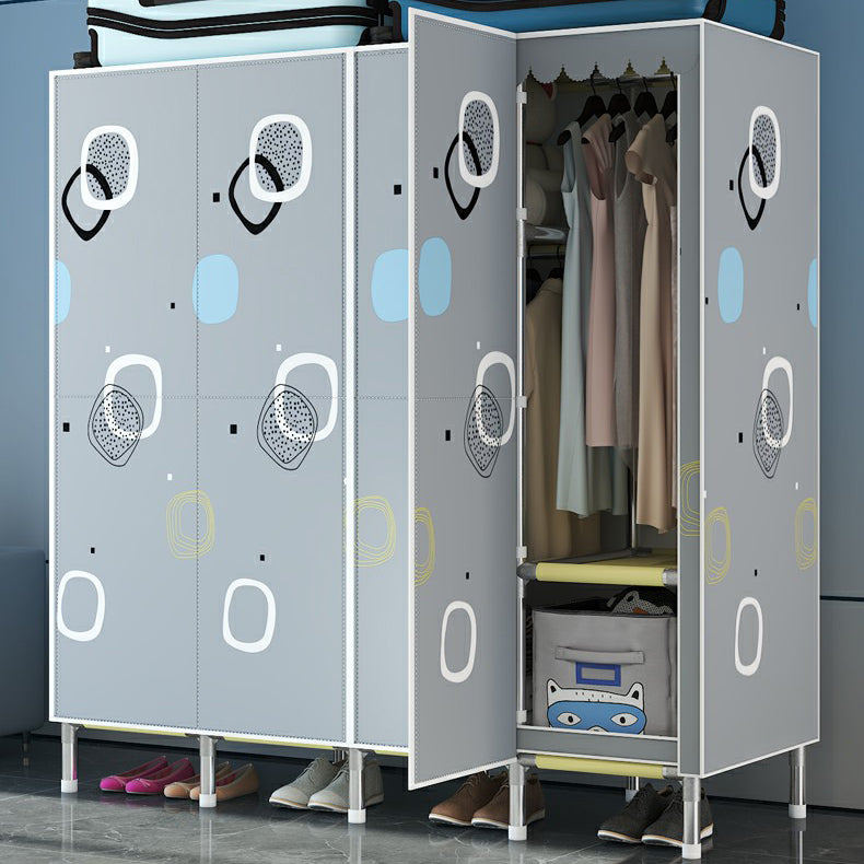 Hinged Steel Wardrobe Armoire Contemporary Wardrobe Closet with Legs Clearhalo 'Armoires & Wardrobes' 'armoires_wardrobes' 'Bedroom Furniture' 'furn' 'furn_armoires_wardrobes' 'Furniture' 6402706