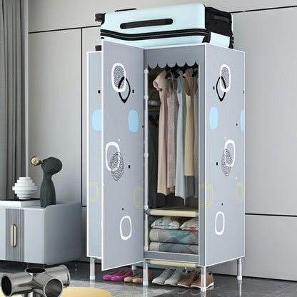 Hinged Steel Wardrobe Armoire Contemporary Wardrobe Closet with Legs 32.7"L x 19.7"W x 70.9"H Grey Clearhalo 'Armoires & Wardrobes' 'armoires_wardrobes' 'Bedroom Furniture' 'furn' 'furn_armoires_wardrobes' 'Furniture' 6402707