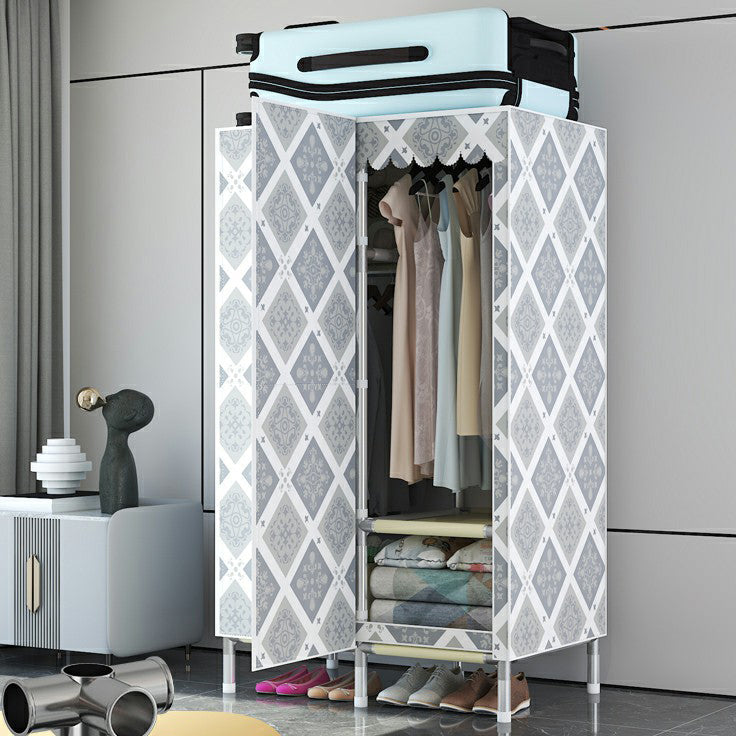 Hinged Steel Wardrobe Armoire Contemporary Wardrobe Closet with Legs 32.7"L x 19.7"W x 70.9"H Light Gray Clearhalo 'Armoires & Wardrobes' 'armoires_wardrobes' 'Bedroom Furniture' 'furn' 'furn_armoires_wardrobes' 'Furniture' 6402708