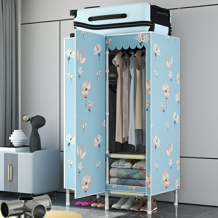 Hinged Steel Wardrobe Armoire Contemporary Wardrobe Closet with Legs 32.7"L x 19.7"W x 70.9"H Blue Clearhalo 'Armoires & Wardrobes' 'armoires_wardrobes' 'Bedroom Furniture' 'furn' 'furn_armoires_wardrobes' 'Furniture' 6402710