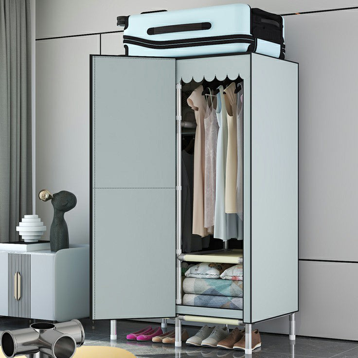 Hinged Steel Wardrobe Armoire Contemporary Wardrobe Closet with Legs 32.7"L x 19.7"W x 70.9"H Silver Gray Clearhalo 'Armoires & Wardrobes' 'armoires_wardrobes' 'Bedroom Furniture' 'furn' 'furn_armoires_wardrobes' 'Furniture' 6402712