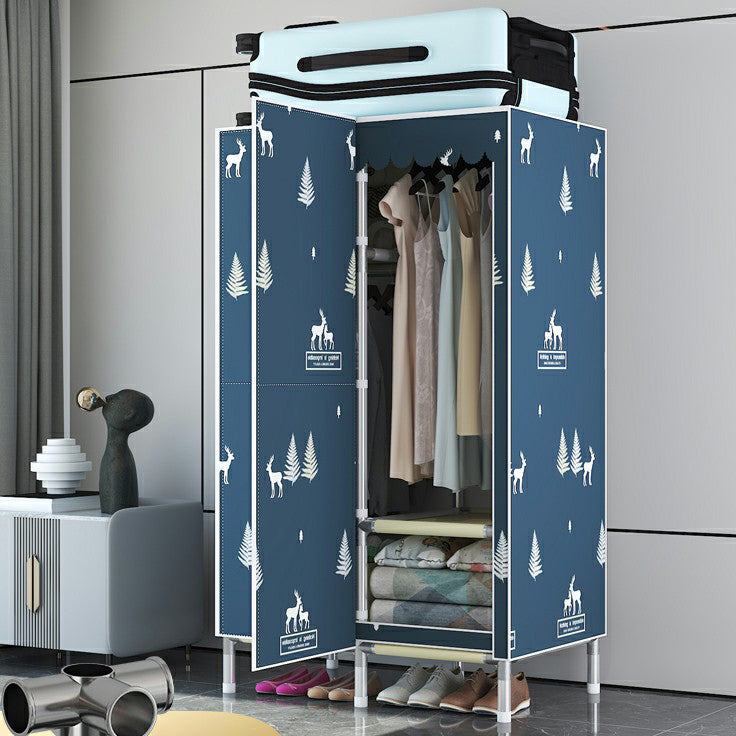 Hinged Steel Wardrobe Armoire Contemporary Wardrobe Closet with Legs 32.7"L x 19.7"W x 70.9"H Dark Blue Clearhalo 'Armoires & Wardrobes' 'armoires_wardrobes' 'Bedroom Furniture' 'furn' 'furn_armoires_wardrobes' 'Furniture' 6402714