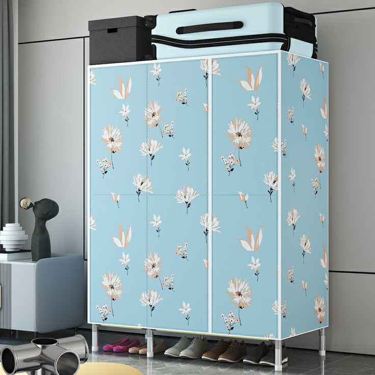 Hinged Steel Wardrobe Armoire Contemporary Wardrobe Closet with Legs 47"L x 20"W x 71"H Blue Clearhalo 'Armoires & Wardrobes' 'armoires_wardrobes' 'Bedroom Furniture' 'furn' 'furn_armoires_wardrobes' 'Furniture' 6402721