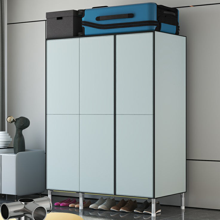 Hinged Steel Wardrobe Armoire Contemporary Wardrobe Closet with Legs 47"L x 20"W x 71"H Silver Gray Clearhalo 'Armoires & Wardrobes' 'armoires_wardrobes' 'Bedroom Furniture' 'furn' 'furn_armoires_wardrobes' 'Furniture' 6402723