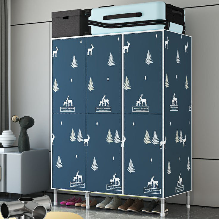 Hinged Steel Wardrobe Armoire Contemporary Wardrobe Closet with Legs 47"L x 20"W x 71"H Dark Blue Clearhalo 'Armoires & Wardrobes' 'armoires_wardrobes' 'Bedroom Furniture' 'furn' 'furn_armoires_wardrobes' 'Furniture' 6402725