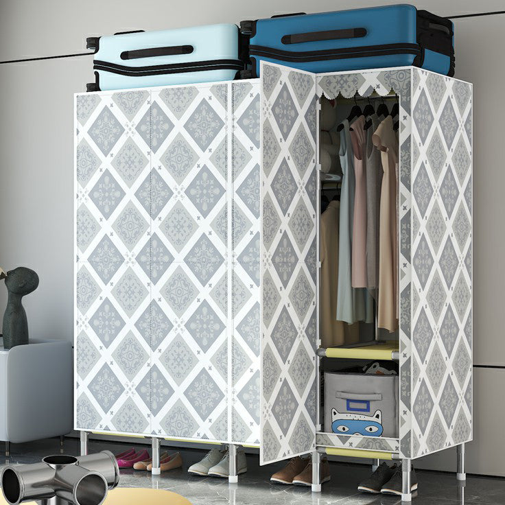 Hinged Steel Wardrobe Armoire Contemporary Wardrobe Closet with Legs 63"L x 20"W x 71"H Light Gray Clearhalo 'Armoires & Wardrobes' 'armoires_wardrobes' 'Bedroom Furniture' 'furn' 'furn_armoires_wardrobes' 'Furniture' 6402728