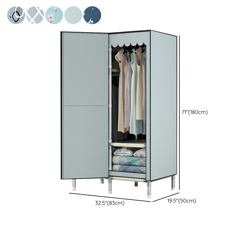Hinged Steel Wardrobe Armoire Contemporary Wardrobe Closet with Legs Clearhalo 'Armoires & Wardrobes' 'armoires_wardrobes' 'Bedroom Furniture' 'furn' 'furn_armoires_wardrobes' 'Furniture' 6402736