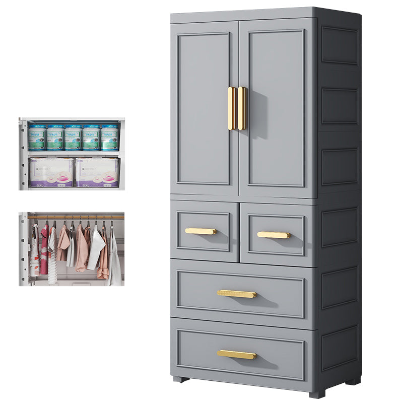 Plastic Wardrobe Cabinet with Drawer Modern Hinged Wardrobe Closet