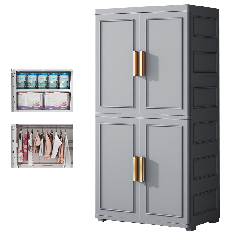 Plastic Wardrobe Cabinet with Drawer Modern Hinged Wardrobe Closet