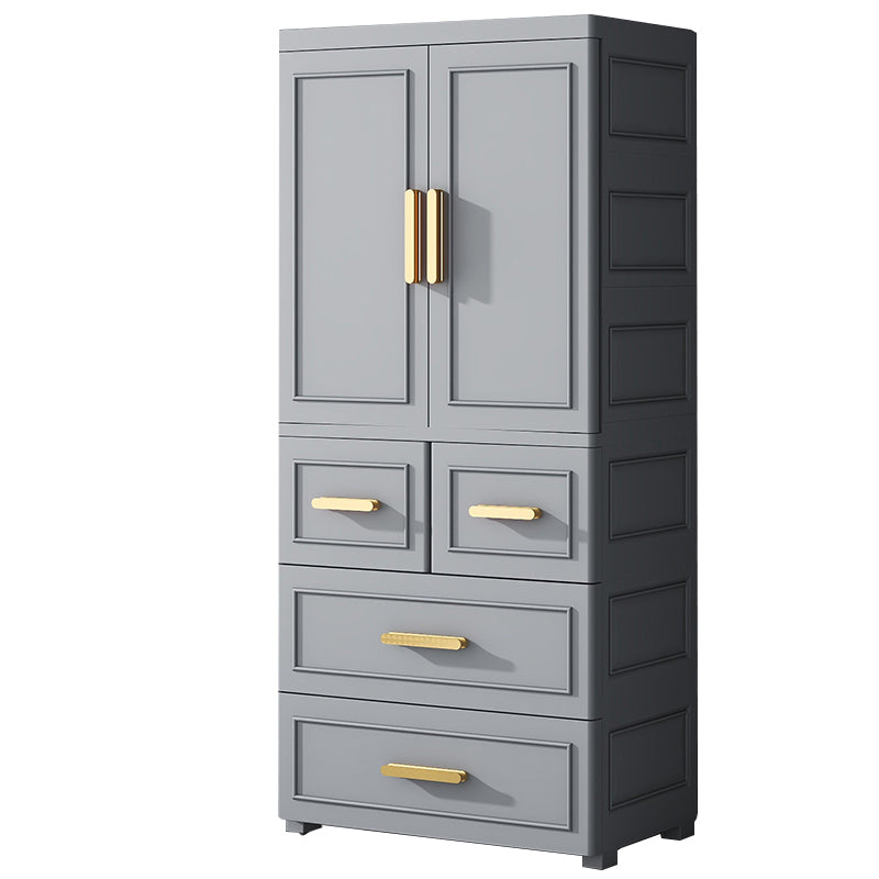 Plastic Wardrobe Cabinet with Drawer Modern Hinged Wardrobe Closet