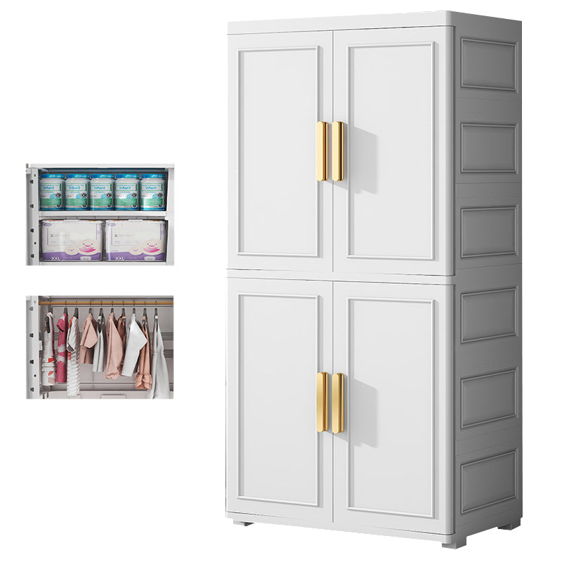 Plastic Wardrobe Cabinet with Drawer Modern Hinged Wardrobe Closet