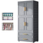 Plastic Wardrobe Cabinet with Drawer Modern Hinged Wardrobe Closet