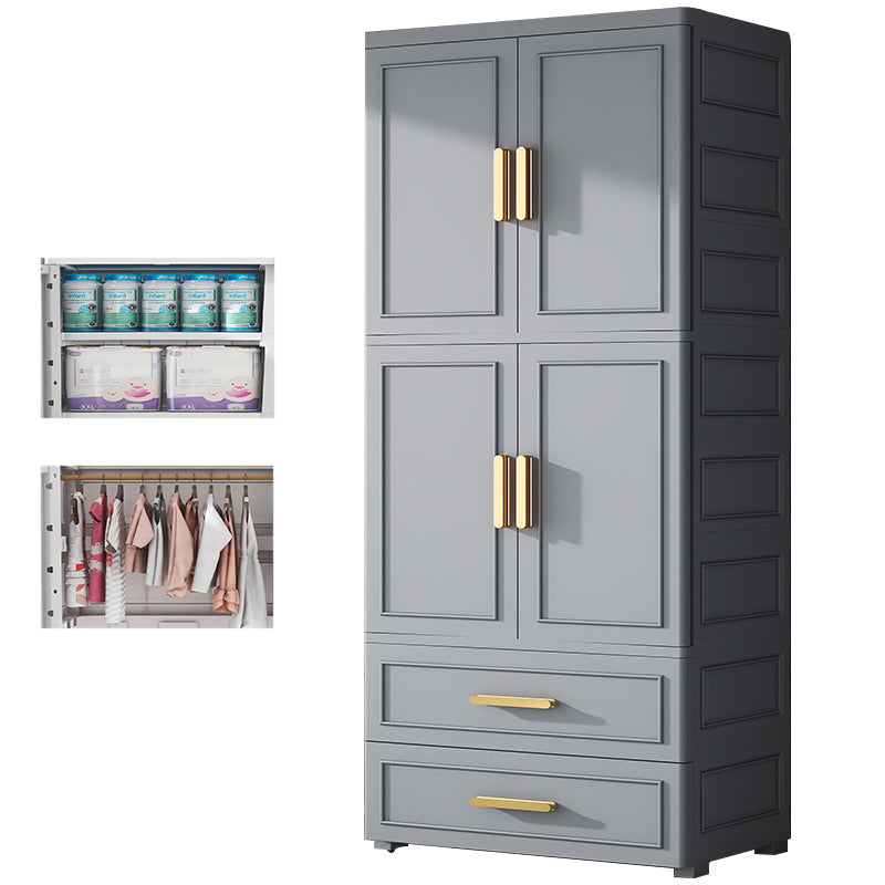 Plastic Wardrobe Cabinet with Drawer Modern Hinged Wardrobe Closet