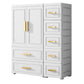 Plastic Wardrobe Cabinet with Drawer Modern Hinged Wardrobe Closet