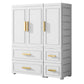 Plastic Wardrobe Cabinet with Drawer Modern Hinged Wardrobe Closet