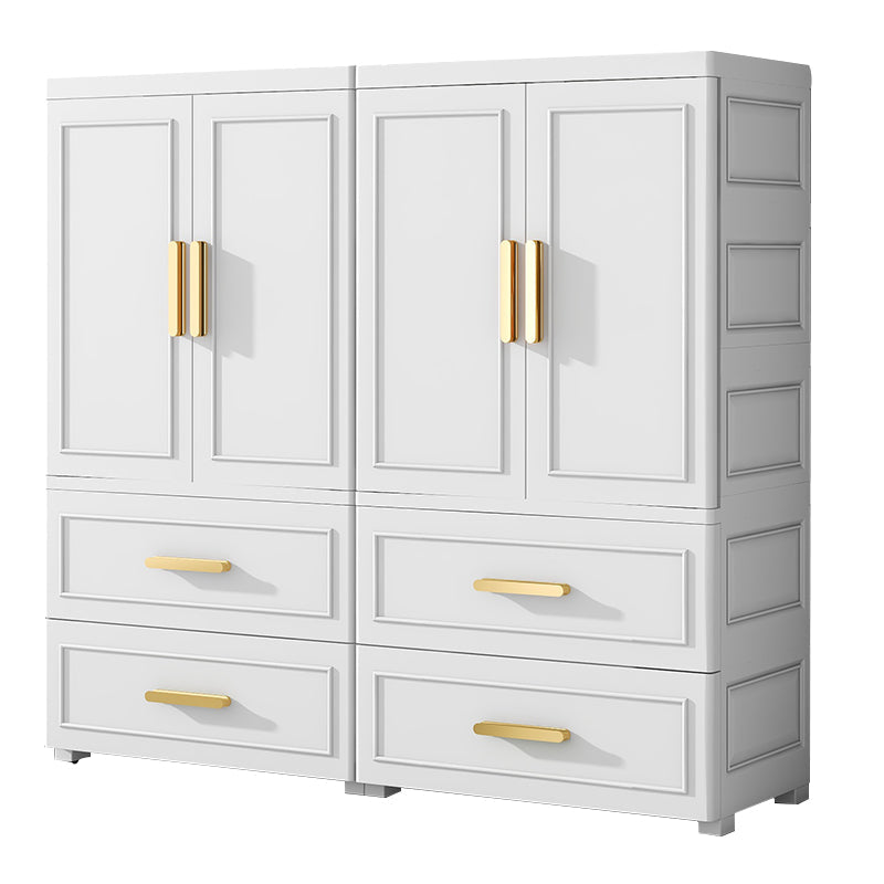 Plastic Wardrobe Cabinet with Drawer Modern Hinged Wardrobe Closet
