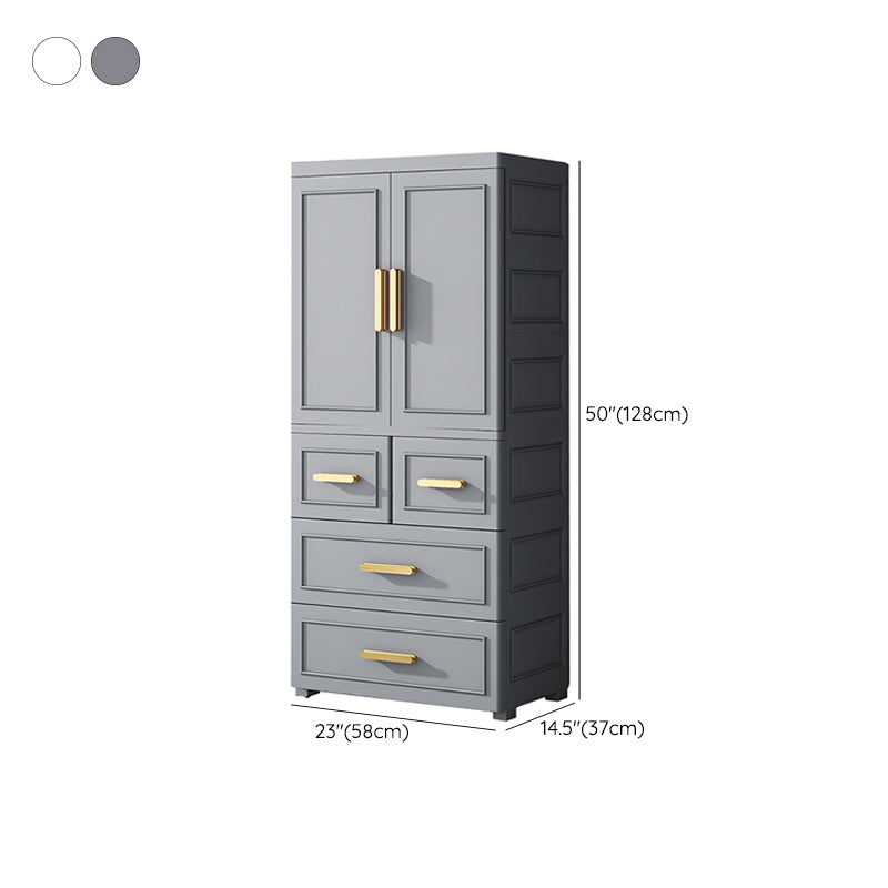 Plastic Wardrobe Cabinet with Drawer Modern Hinged Wardrobe Closet