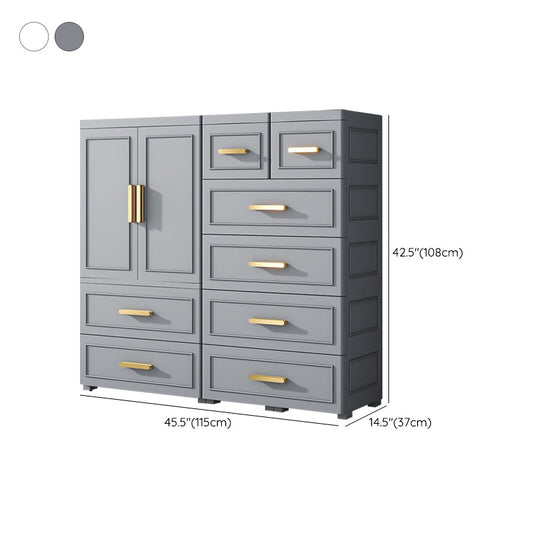 Plastic Wardrobe Cabinet with Drawer Modern Hinged Wardrobe Closet
