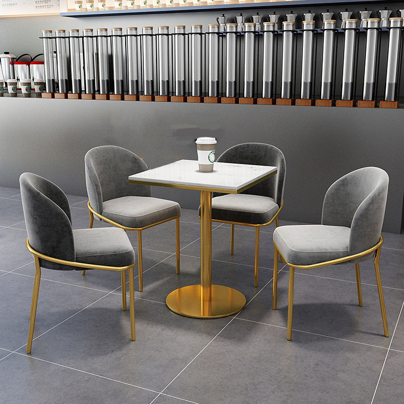 Nórdica 1/3/5 Piezas Juego de comedor Rectángulo Mesa de comedor de piedra para café