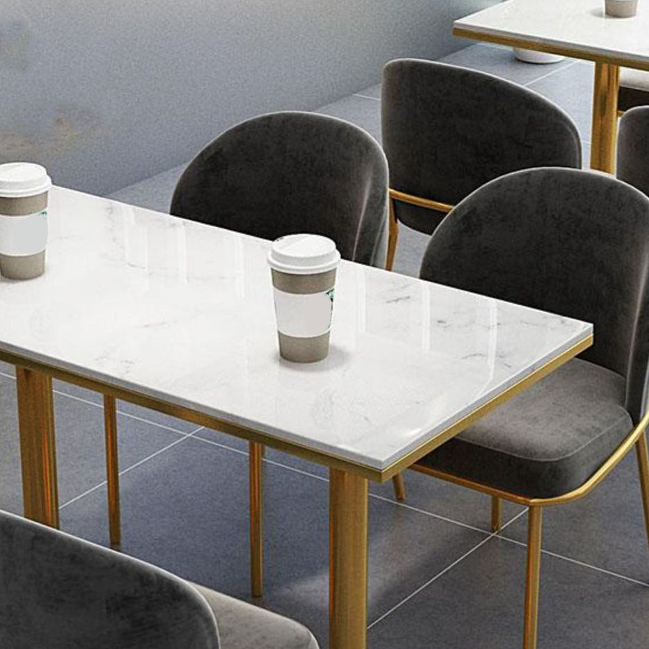 Nórdica 1/3/5 Piezas Juego de comedor Rectángulo Mesa de comedor de piedra para café