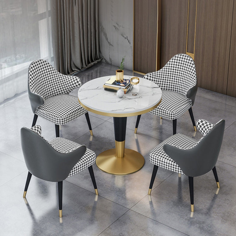 Modern Round Dining Table Set 1/4/5 Pieces Dining Set with Padded Chairs Clearhalo 'Dining Room Sets' 'Dining Tables & Seating' 'dining_room_set' 'furn' 'furn_dining_room_set' 'Furniture' 'Kitchen & Dining Furniture' 6403093