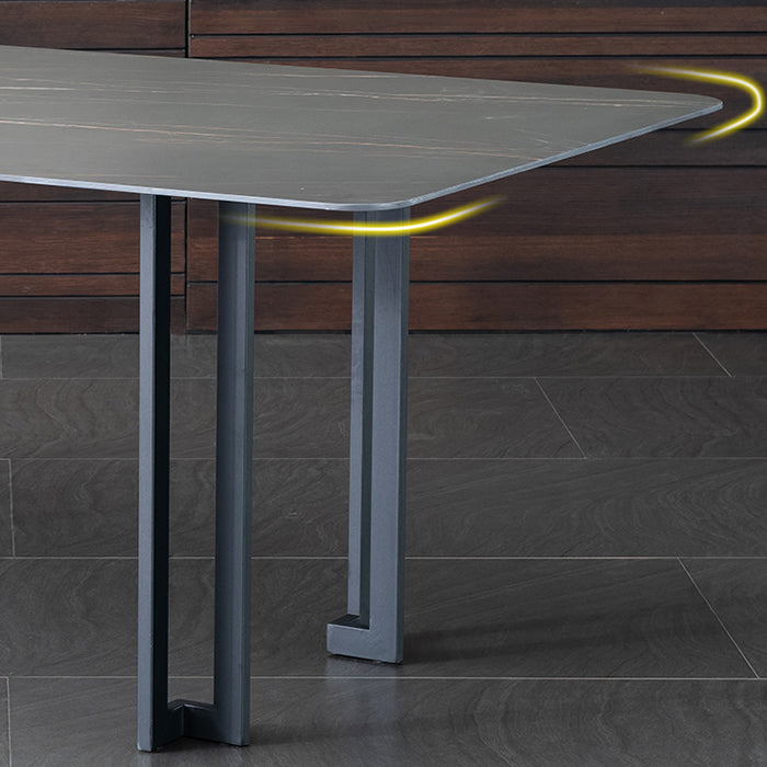 Modern Dining Table Set 1/4/5/9 Pcs Black Sintered Stone Dining Table with Armless Chairs Clearhalo 'Dining Room Sets' 'Dining Tables & Seating' 'dining_room_set' 'furn' 'furn_dining_room_set' 'Furniture' 'Kitchen & Dining Furniture' 6403181