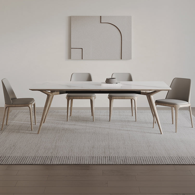 Sintered Stone Dining Set 1/2/5 Pcs Solid Wood Frame Dining Table and Chairs 5 Pieces: Table, 4 Chairs Clearhalo 'Dining Room Sets' 'Dining Tables & Seating' 'dining_room_set' 'furn' 'furn_dining_room_set' 'Furniture' 'Kitchen & Dining Furniture' 6403187