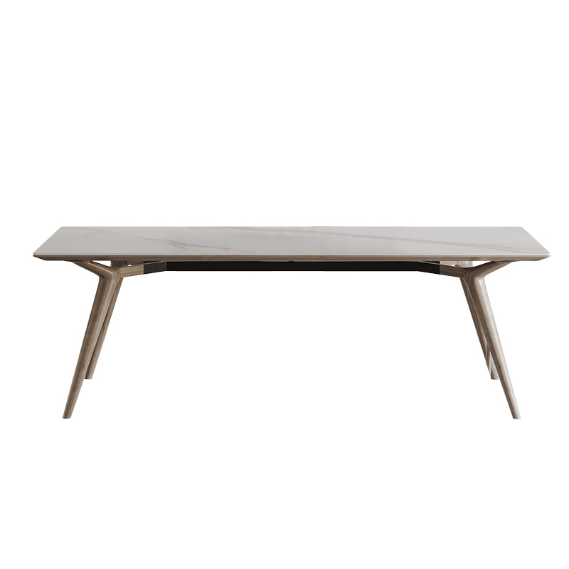 Sintered Stone Dining Set 1/2/5 Pcs Solid Wood Frame Dining Table and Chairs White 70.9"L x 35.4"W Clearhalo 'Dining Room Sets' 'Dining Tables & Seating' 'dining_room_set' 'furn' 'furn_dining_room_set' 'Furniture' 'Kitchen & Dining Furniture' 6403192