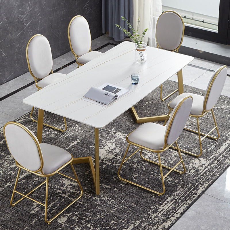 Hochglänzender weißer Esstisch Set 1/4/5/7 Stücke Glam