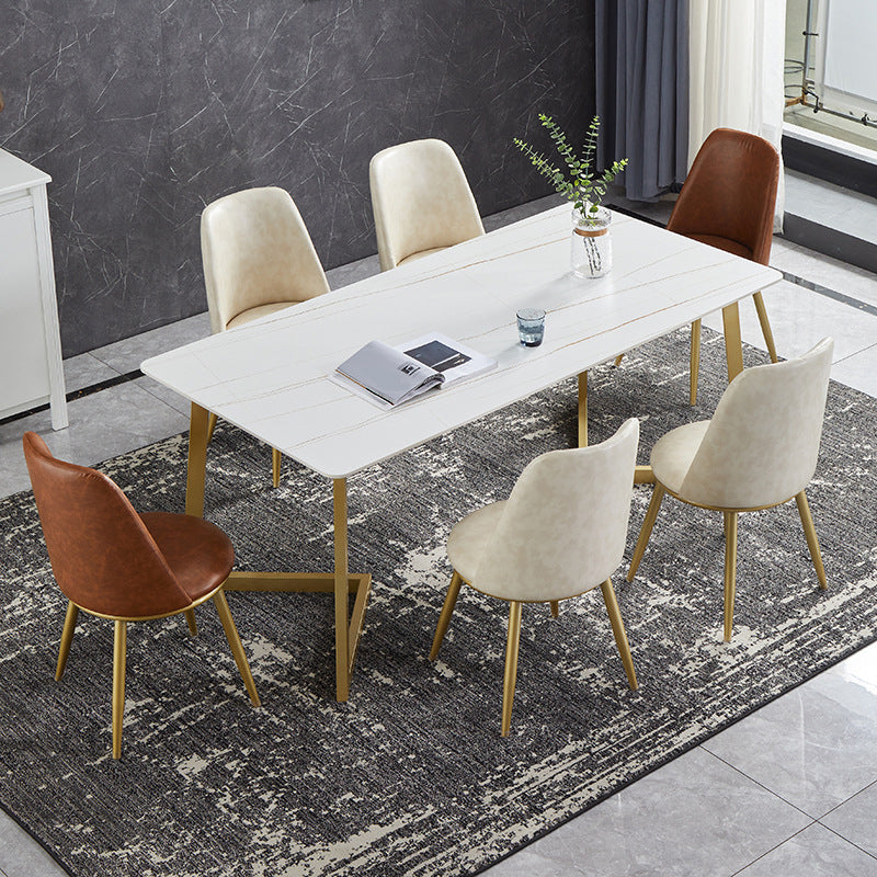 Hochglänzender weißer Esstisch Set 1/4/5/7 Stücke Glam