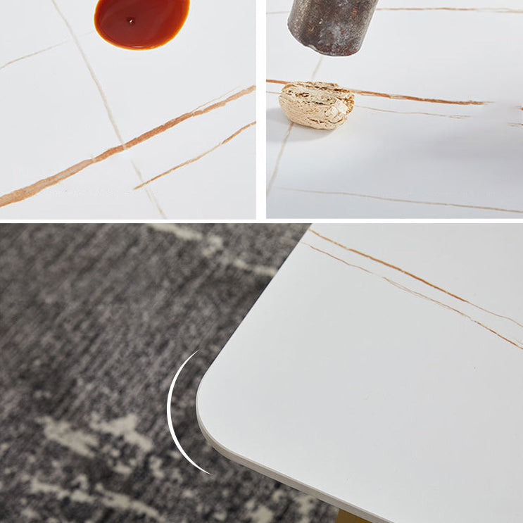 Hochglänzender weißer Esstisch Set 1/4/5/7 Stücke Glam