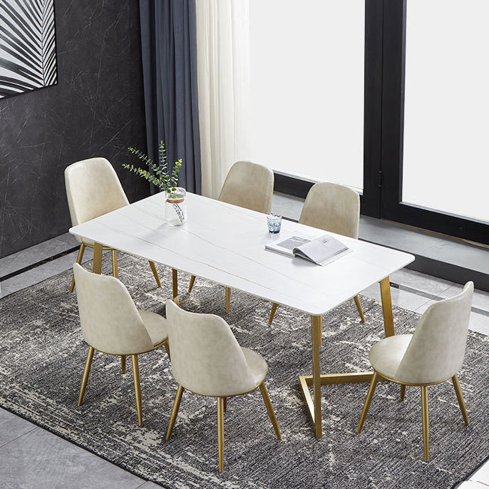 Hochglänzender weißer Esstisch Set 1/4/5/7 Stücke Glam