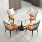 Round Dining Table Set with Metal Chairs 1/5 Pieces Modern Dining Set for Home